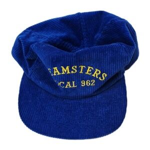 Blue Corduroy Teamsters Local 962 Trucker Snapback Hat Men's Union Made USA